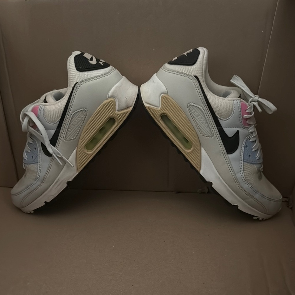 Gray and Black Sneakers with Pink Accents